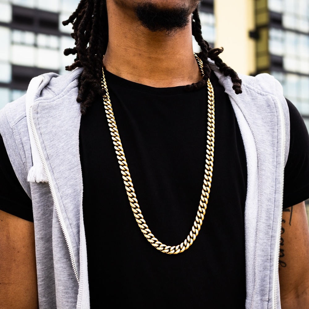 18k Gold Chain 12mm Cuban Link Chain